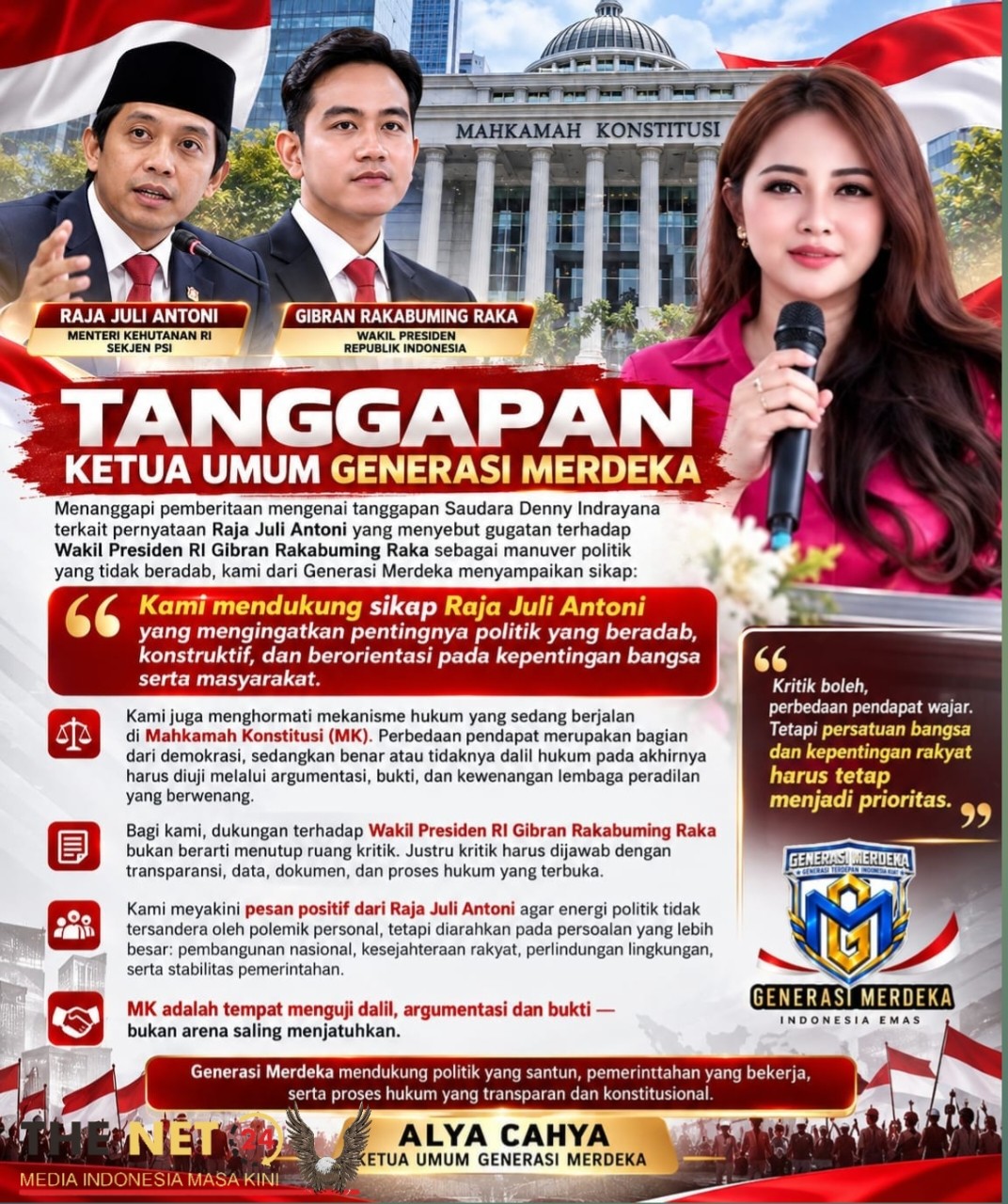 Tanggapan Ketua Umum Generasi Merdeka Nusantara