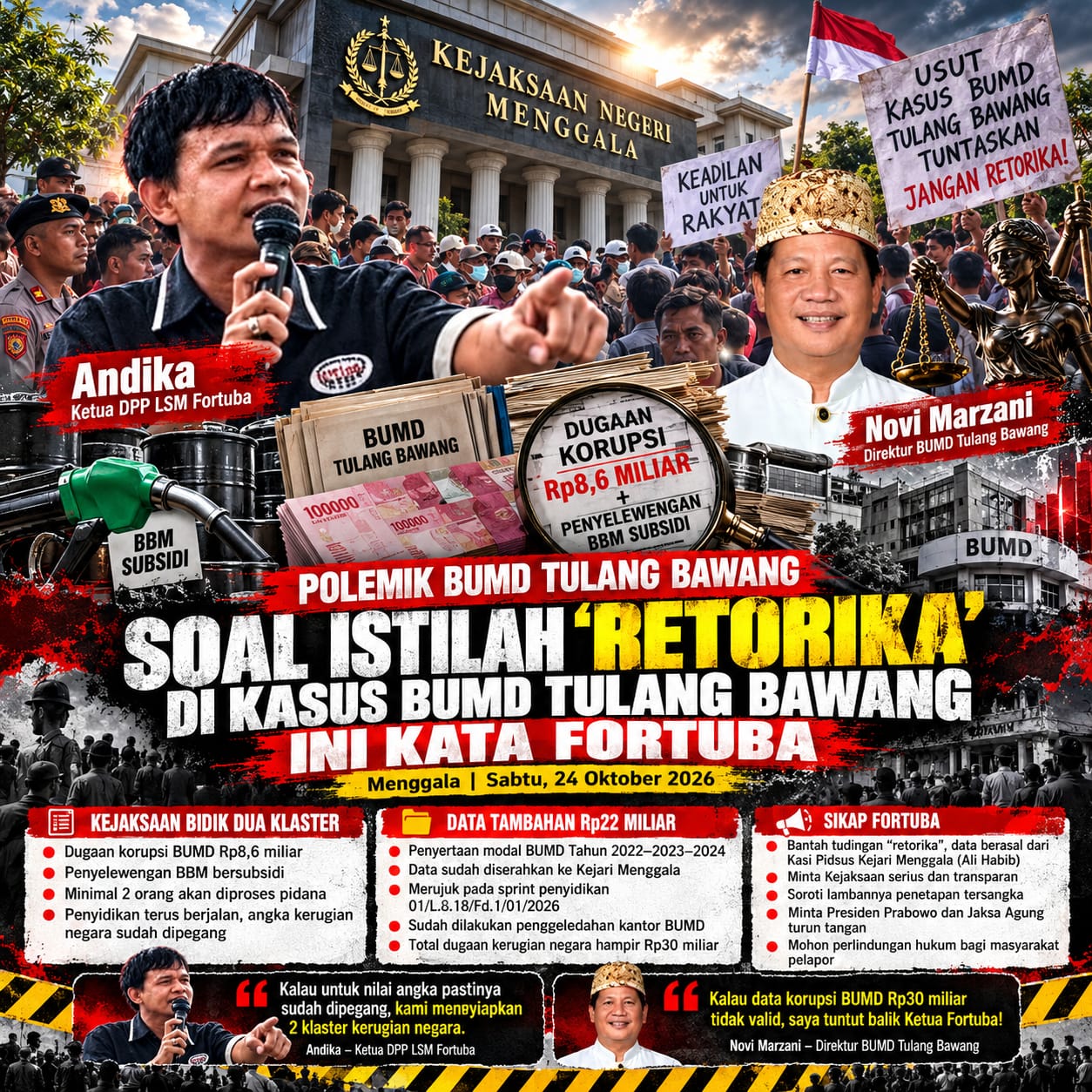 Soal Istilah Retorika di Kasus BUMD Tulang Bawang, Ini Kata Fortuba